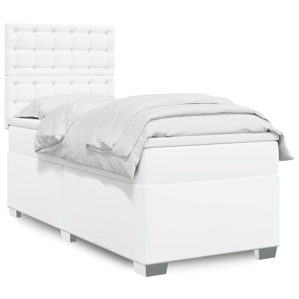 Boxspring met matras kunstleer wit 80x200 cm is nu te koop bij PeponiXL, paradijselijk wonen!