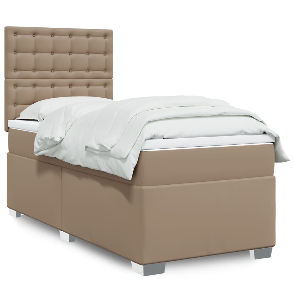 Boxspring met matras kunstleer cappuccinokleurig 80x200 cm is nu te koop bij PeponiXL, paradijselijk wonen!