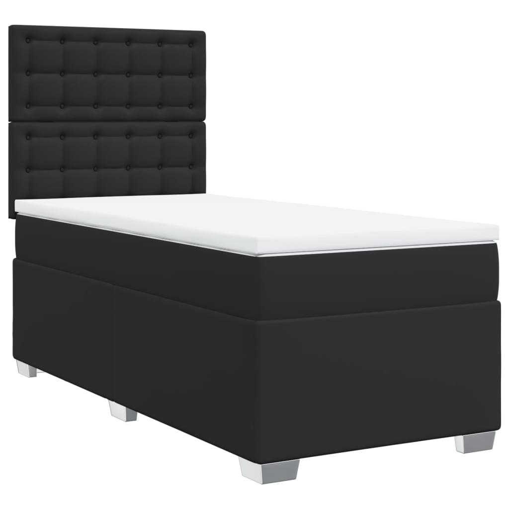 Boxspring met matras kunstleer zwart 90x190 cm is nu te koop bij PeponiXL, paradijselijk wonen!