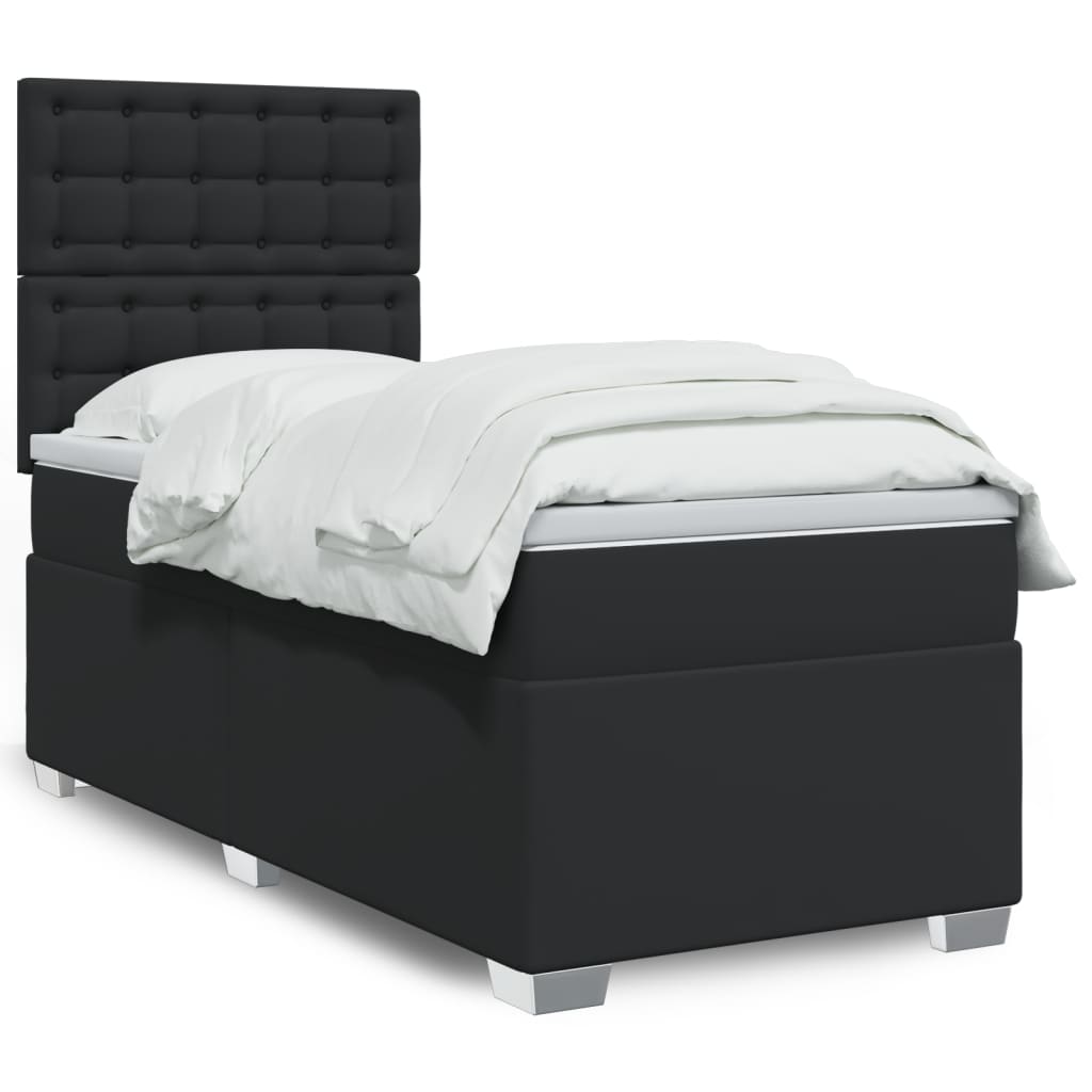Boxspring met matras kunstleer zwart 90x190 cm is nu te koop bij PeponiXL, paradijselijk wonen!