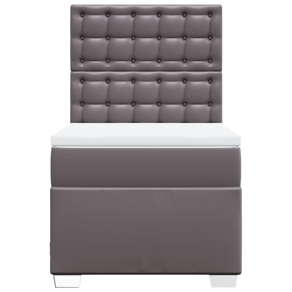 Boxspring met matras kunstleer grijs 90x190 cm is nu te koop bij PeponiXL, paradijselijk wonen!