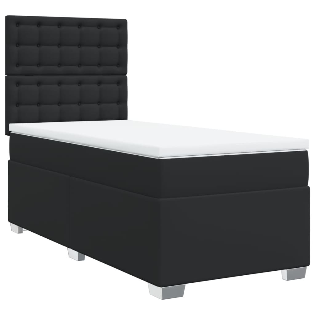 Boxspring met matras kunstleer zwart 90x200 cm is nu te koop bij PeponiXL, paradijselijk wonen!