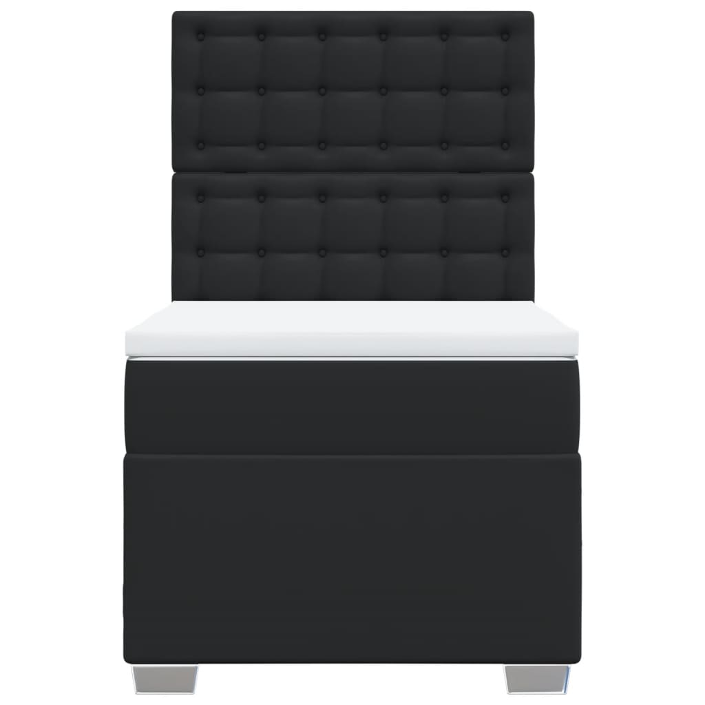 Boxspring met matras kunstleer zwart 90x200 cm is nu te koop bij PeponiXL, paradijselijk wonen!