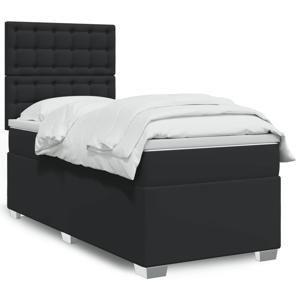 Boxspring met matras kunstleer zwart 90x200 cm is nu te koop bij PeponiXL, paradijselijk wonen!