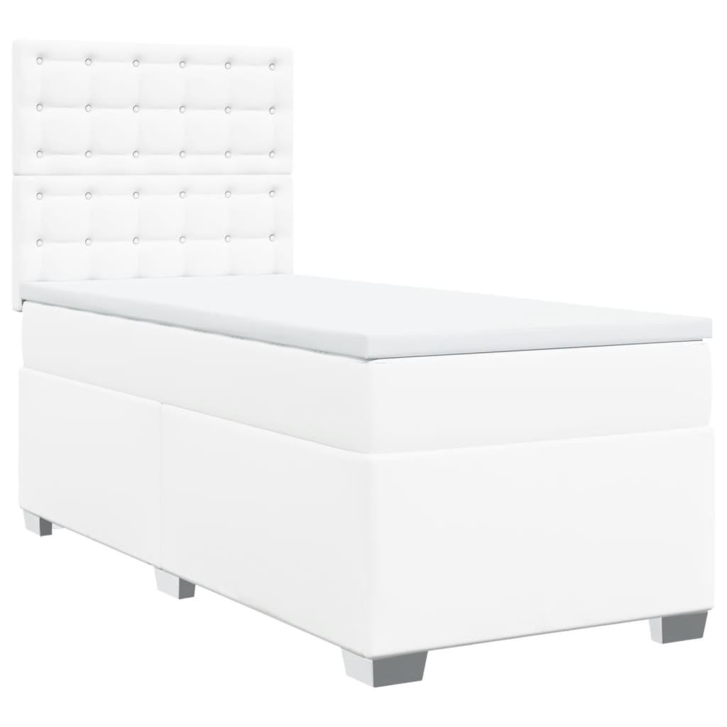 Boxspring met matras kunstleer wit 90x200 cm is nu te koop bij PeponiXL, paradijselijk wonen!