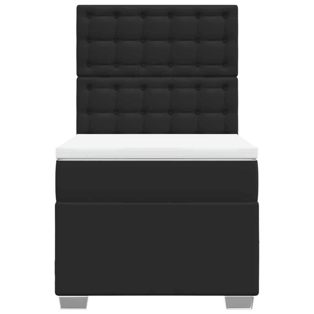 Boxspring met matras kunstleer zwart 100x200 cm is nu te koop bij PeponiXL, paradijselijk wonen!