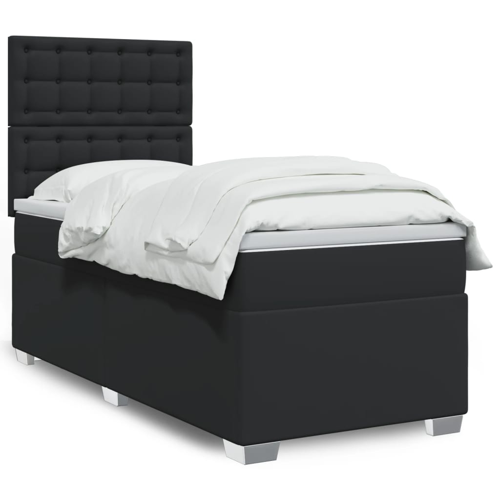 Boxspring met matras kunstleer zwart 100x200 cm is nu te koop bij PeponiXL, paradijselijk wonen!