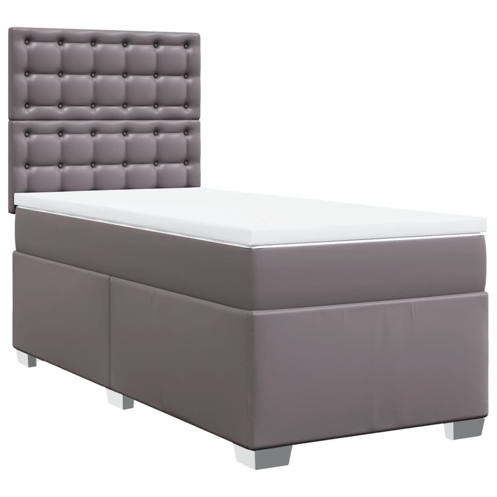Boxspring met matras kunstleer grijs 100x200 cm is nu te koop bij PeponiXL, paradijselijk wonen!