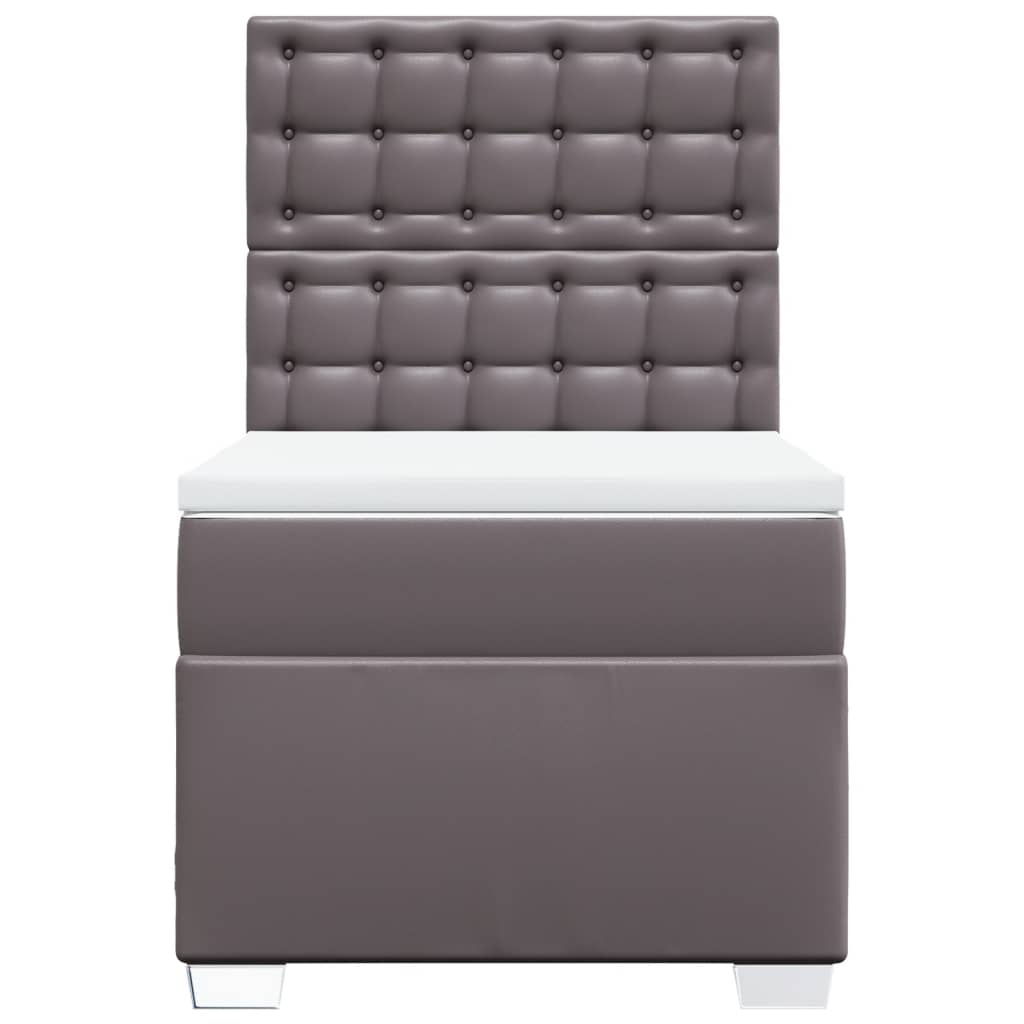 Boxspring met matras kunstleer grijs 100x200 cm is nu te koop bij PeponiXL, paradijselijk wonen!