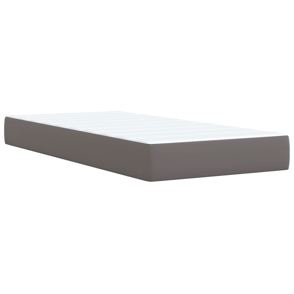 Boxspring met matras kunstleer grijs 100x200 cm is nu te koop bij PeponiXL, paradijselijk wonen!