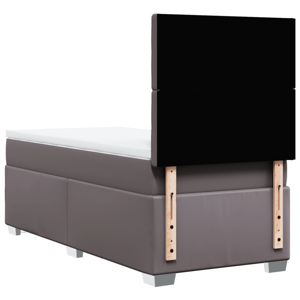 Boxspring met matras kunstleer grijs 100x200 cm is nu te koop bij PeponiXL, paradijselijk wonen!