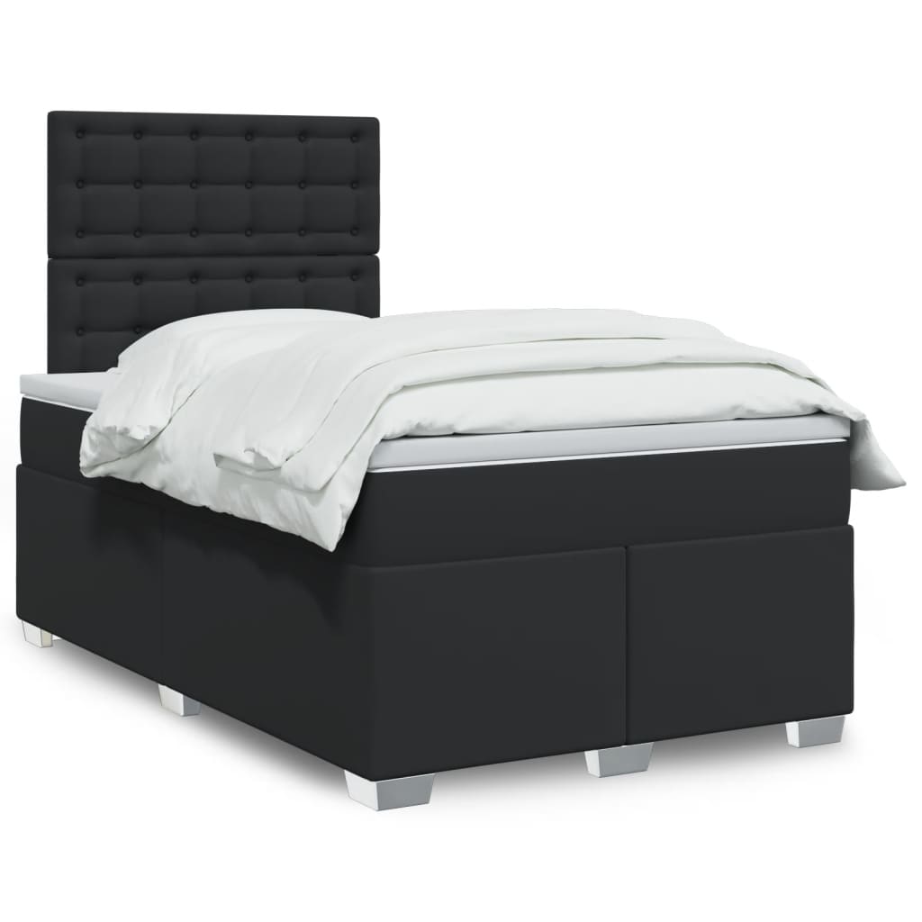 Boxspring met matras kunstleer zwart 120x190 cm is nu te koop bij PeponiXL, paradijselijk wonen!
