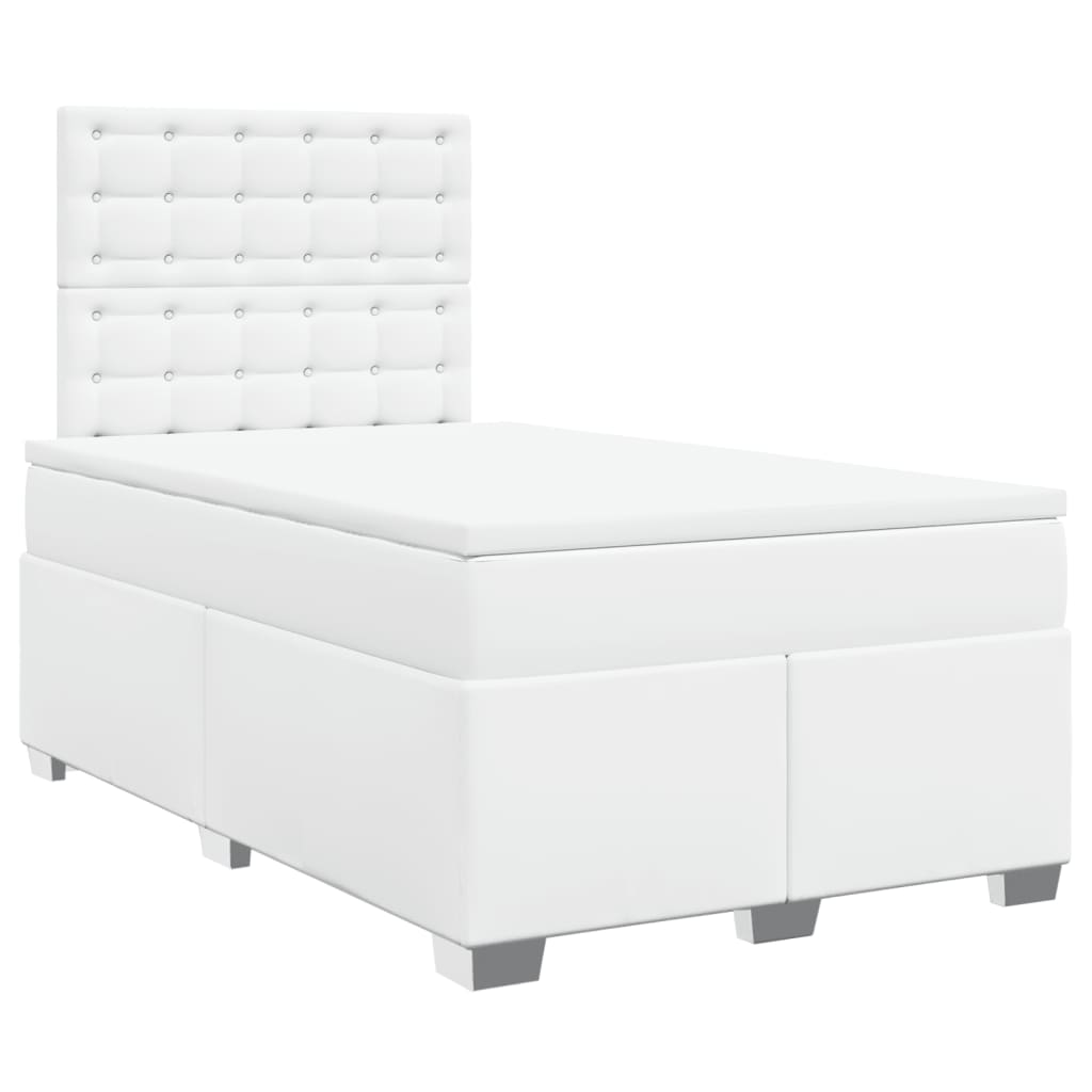 Boxspring met matras kunstleer wit 120x190 cm is nu te koop bij PeponiXL, paradijselijk wonen!