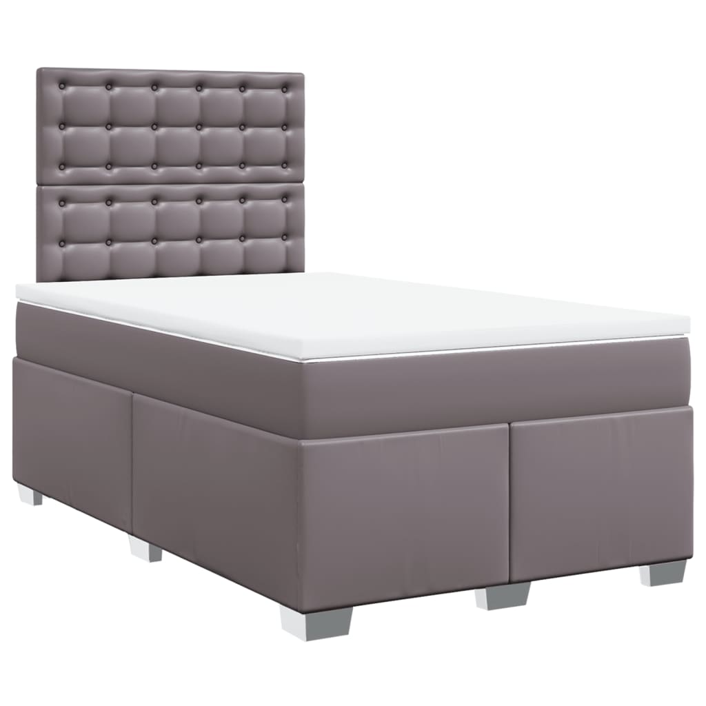 Boxspring met matras kunstleer grijs 120x190 cm is nu te koop bij PeponiXL, paradijselijk wonen!