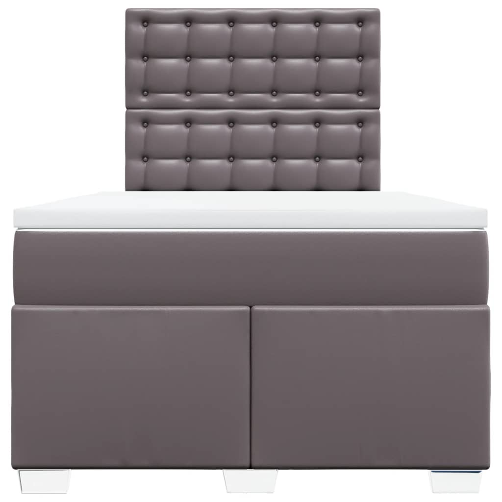 Boxspring met matras kunstleer grijs 120x190 cm is nu te koop bij PeponiXL, paradijselijk wonen!