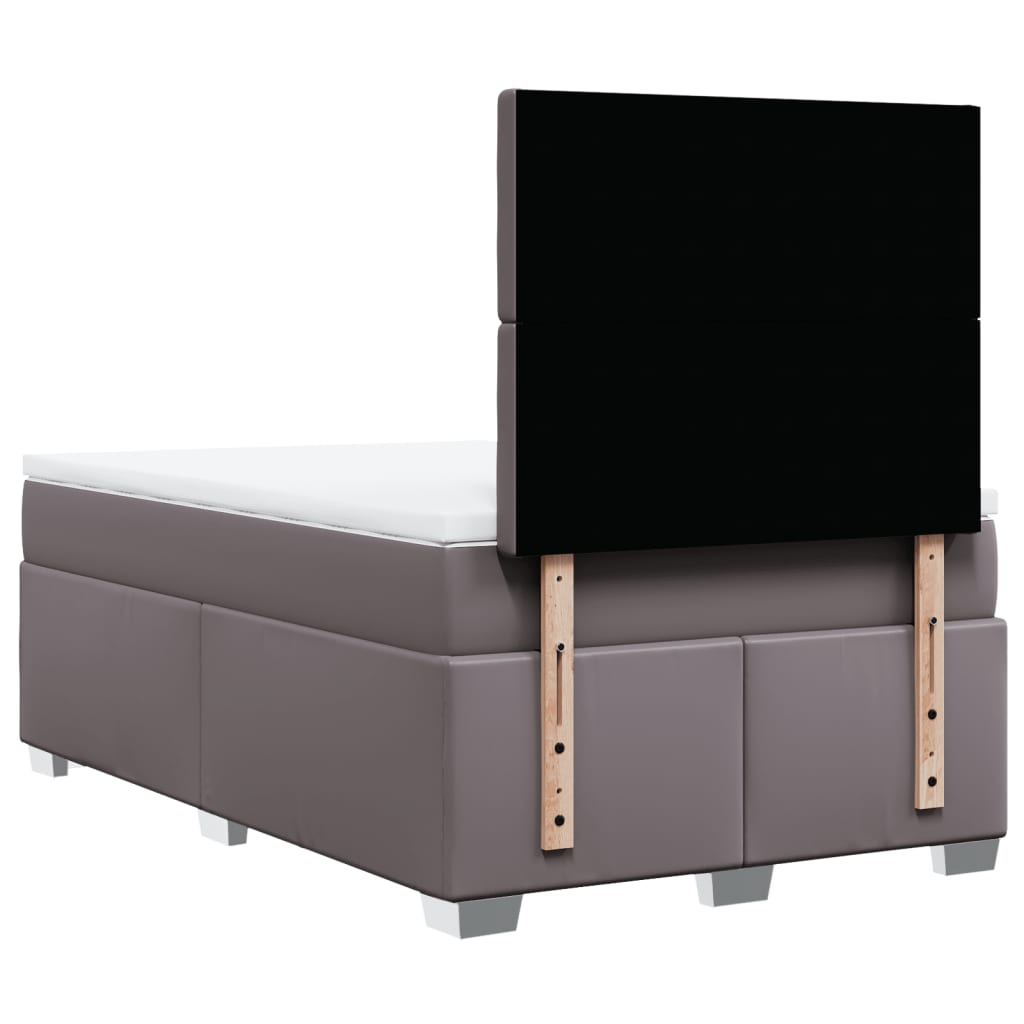 Boxspring met matras kunstleer grijs 120x190 cm is nu te koop bij PeponiXL, paradijselijk wonen!