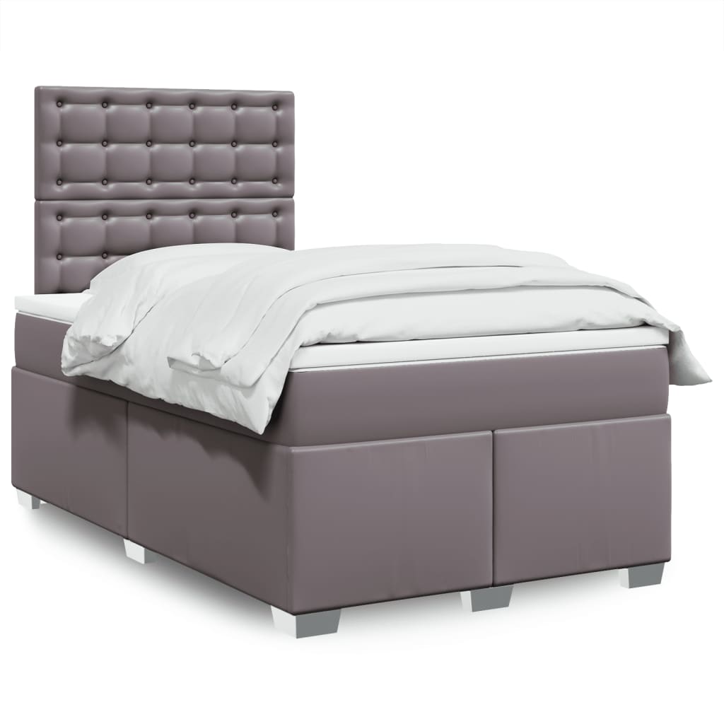 Boxspring met matras kunstleer grijs 120x190 cm is nu te koop bij PeponiXL, paradijselijk wonen!