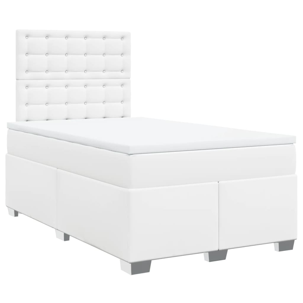 Boxspring met matras kunstleer wit 120x200 cm is nu te koop bij PeponiXL, paradijselijk wonen!