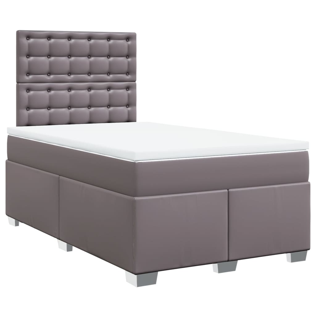 Boxspring met matras kunstleer grijs 120x200 cm is nu te koop bij PeponiXL, paradijselijk wonen!