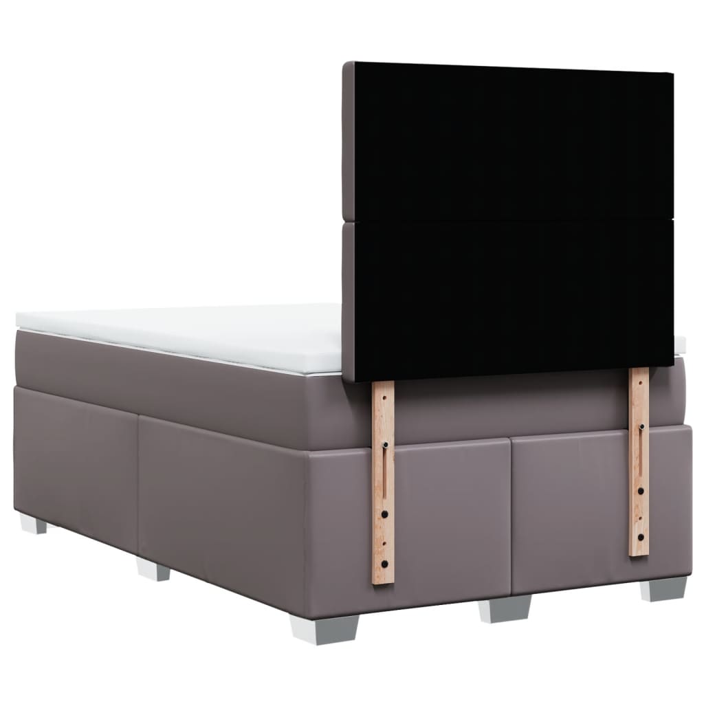 Boxspring met matras kunstleer grijs 120x200 cm is nu te koop bij PeponiXL, paradijselijk wonen!