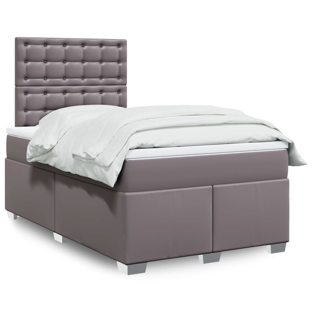 Boxspring met matras kunstleer grijs 120x200 cm is nu te koop bij PeponiXL, paradijselijk wonen!