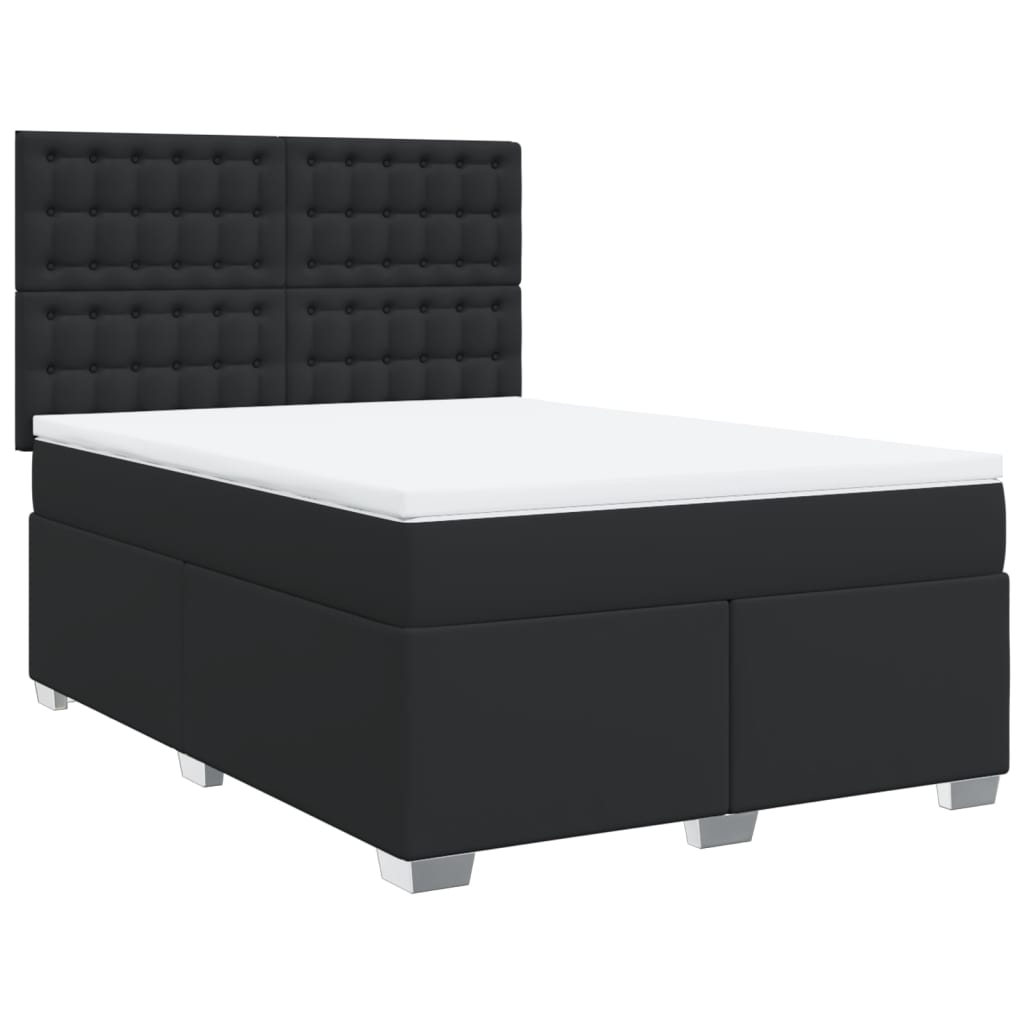 Boxspring met matras kunstleer zwart 140x190 cm is nu te koop bij PeponiXL, paradijselijk wonen!