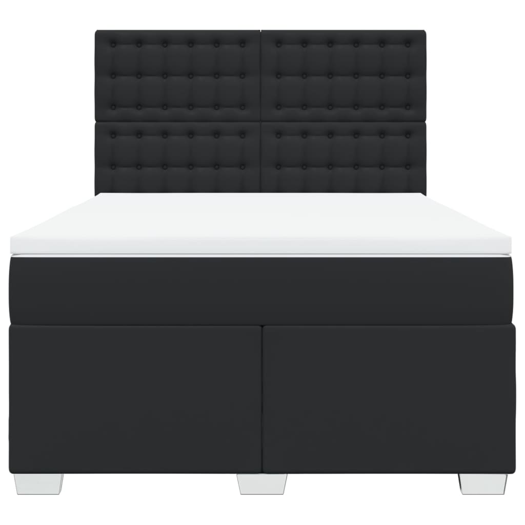 Boxspring met matras kunstleer zwart 140x190 cm is nu te koop bij PeponiXL, paradijselijk wonen!