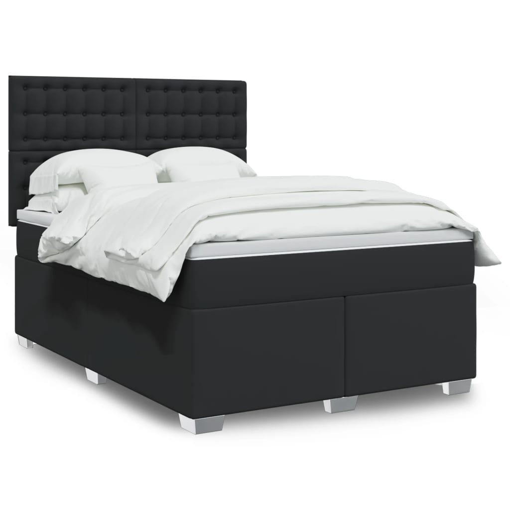 Boxspring met matras kunstleer zwart 140x190 cm is nu te koop bij PeponiXL, paradijselijk wonen!
