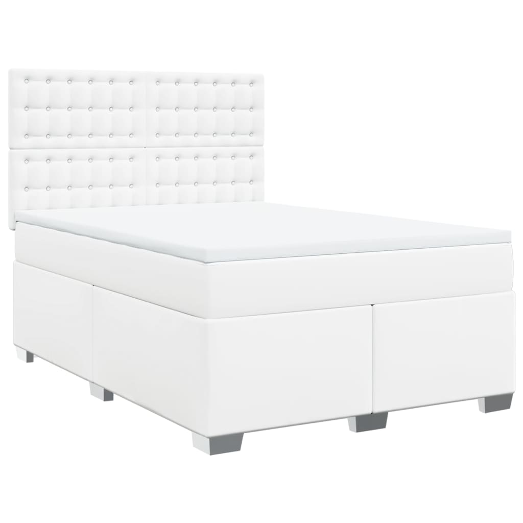 Boxspring met matras kunstleer wit 140x190 cm is nu te koop bij PeponiXL, paradijselijk wonen!