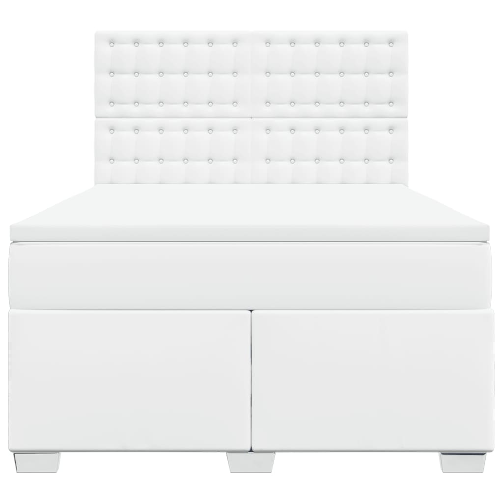 Boxspring met matras kunstleer wit 140x190 cm is nu te koop bij PeponiXL, paradijselijk wonen!
