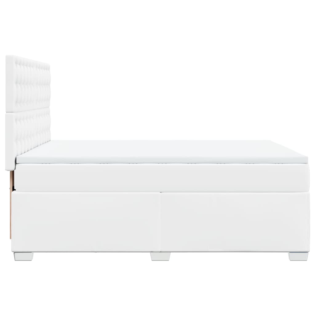 Boxspring met matras kunstleer wit 140x190 cm is nu te koop bij PeponiXL, paradijselijk wonen!