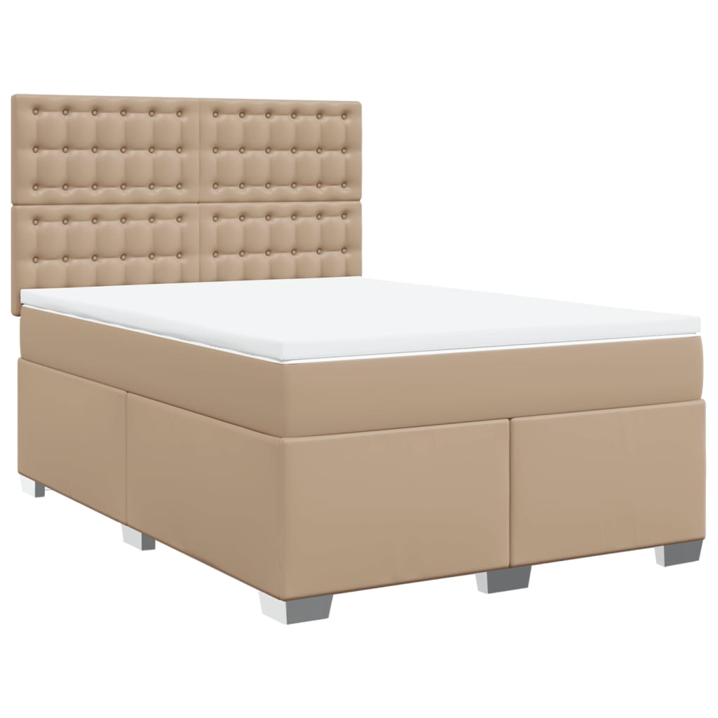 Boxspring met matras kunstleer cappuccinokleurig 140x190 cm is nu te koop bij PeponiXL, paradijselijk wonen!