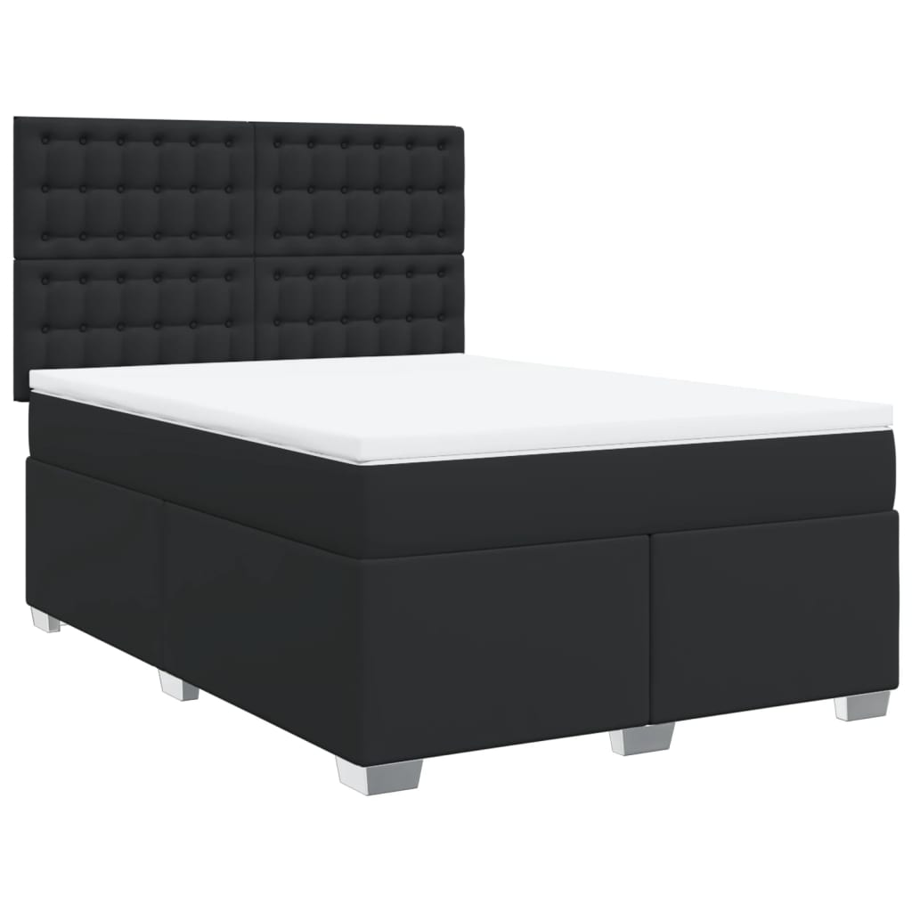 Boxspring met matras kunstleer zwart 140x200 cm is nu te koop bij PeponiXL, paradijselijk wonen!