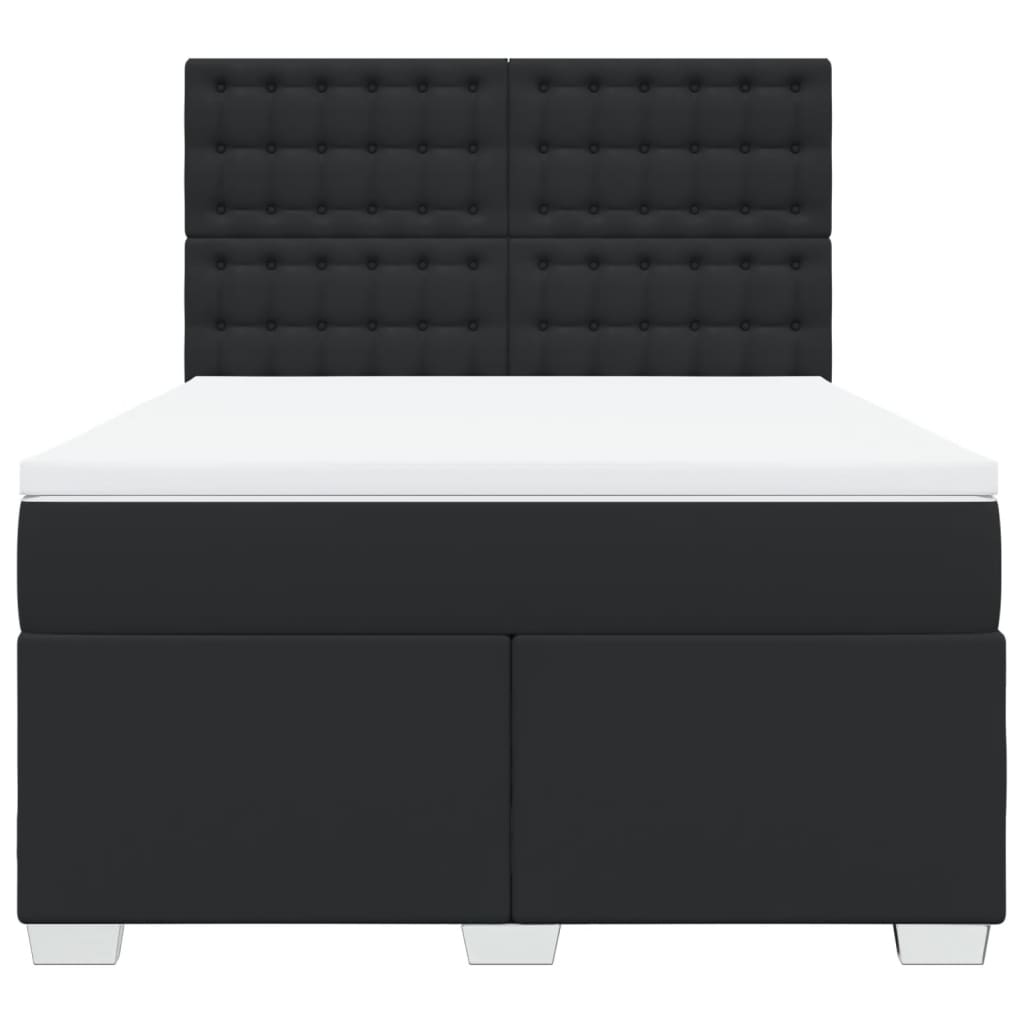 Boxspring met matras kunstleer zwart 140x200 cm is nu te koop bij PeponiXL, paradijselijk wonen!