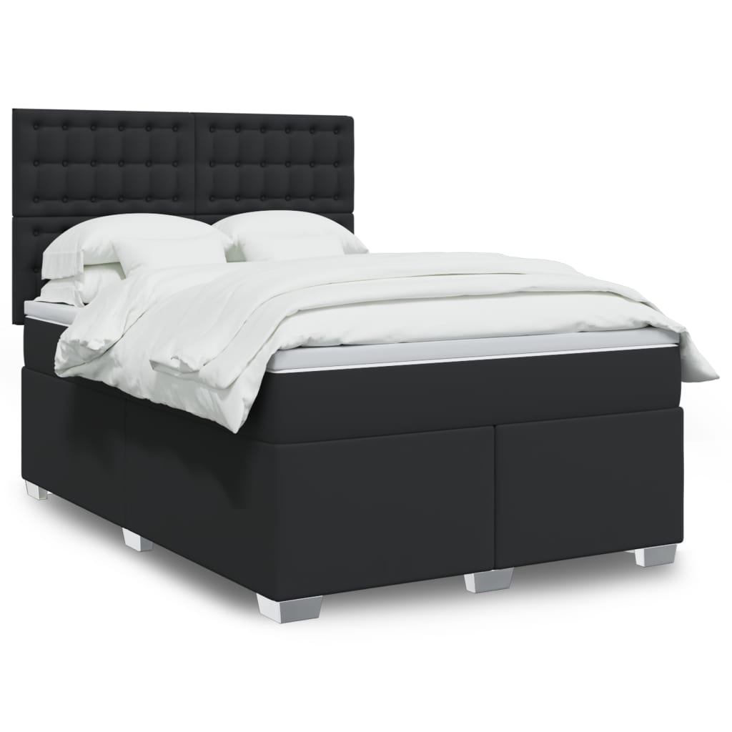 Boxspring met matras kunstleer zwart 140x200 cm is nu te koop bij PeponiXL, paradijselijk wonen!
