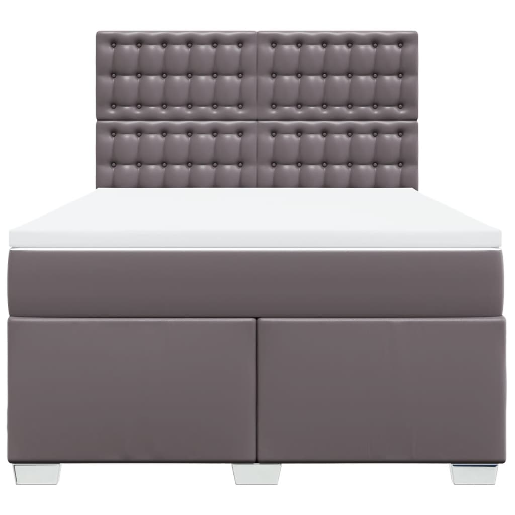 Boxspring met matras kunstleer grijs 140x200 cm is nu te koop bij PeponiXL, paradijselijk wonen!