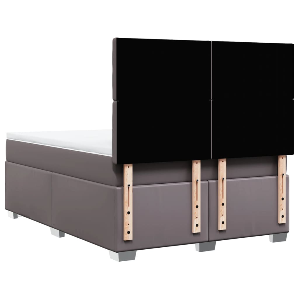 Boxspring met matras kunstleer grijs 140x200 cm is nu te koop bij PeponiXL, paradijselijk wonen!