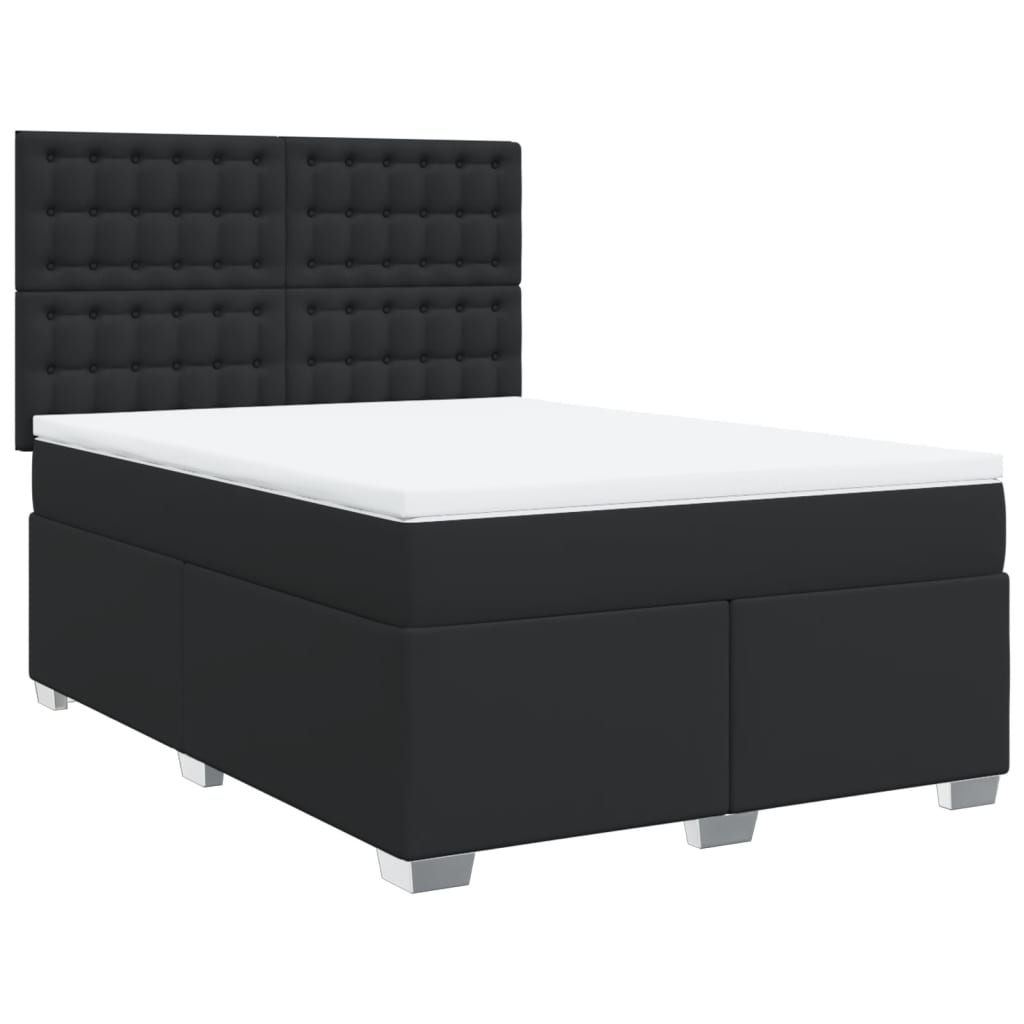 Boxspring met matras kunstleer zwart 160x200 cm is nu te koop bij PeponiXL, paradijselijk wonen!