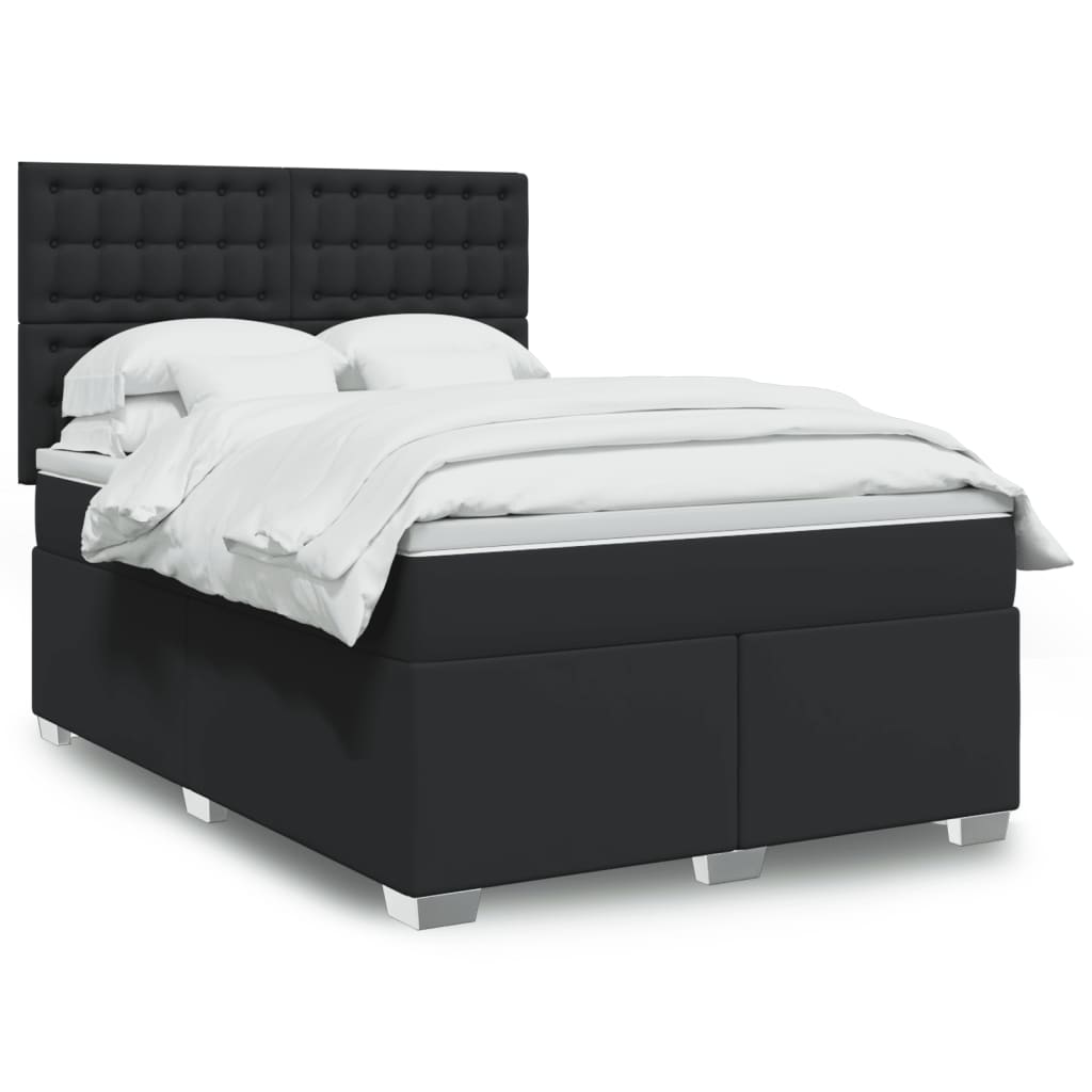 Boxspring met matras kunstleer zwart 160x200 cm is nu te koop bij PeponiXL, paradijselijk wonen!