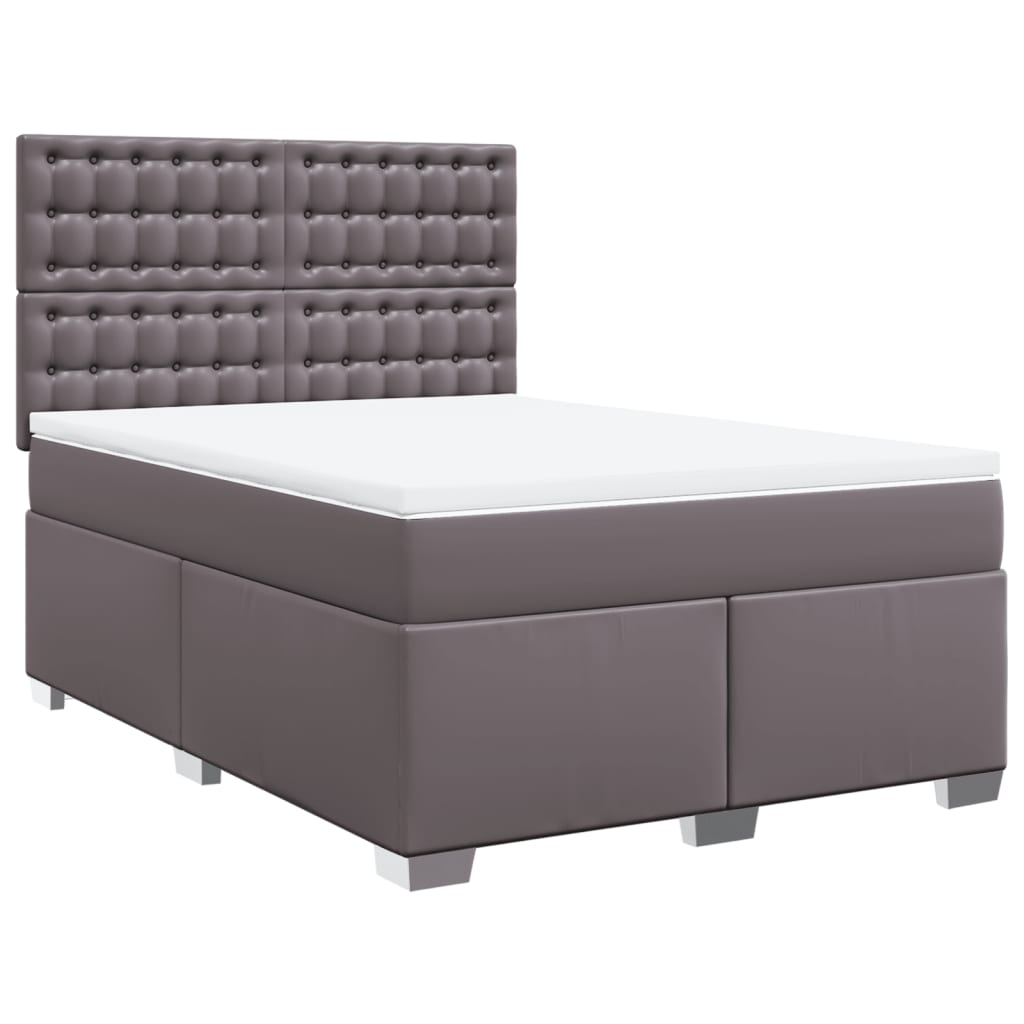 Boxspring met matras kunstleer grijs 160x200 cm is nu te koop bij PeponiXL, paradijselijk wonen!