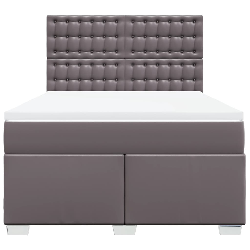 Boxspring met matras kunstleer grijs 160x200 cm is nu te koop bij PeponiXL, paradijselijk wonen!