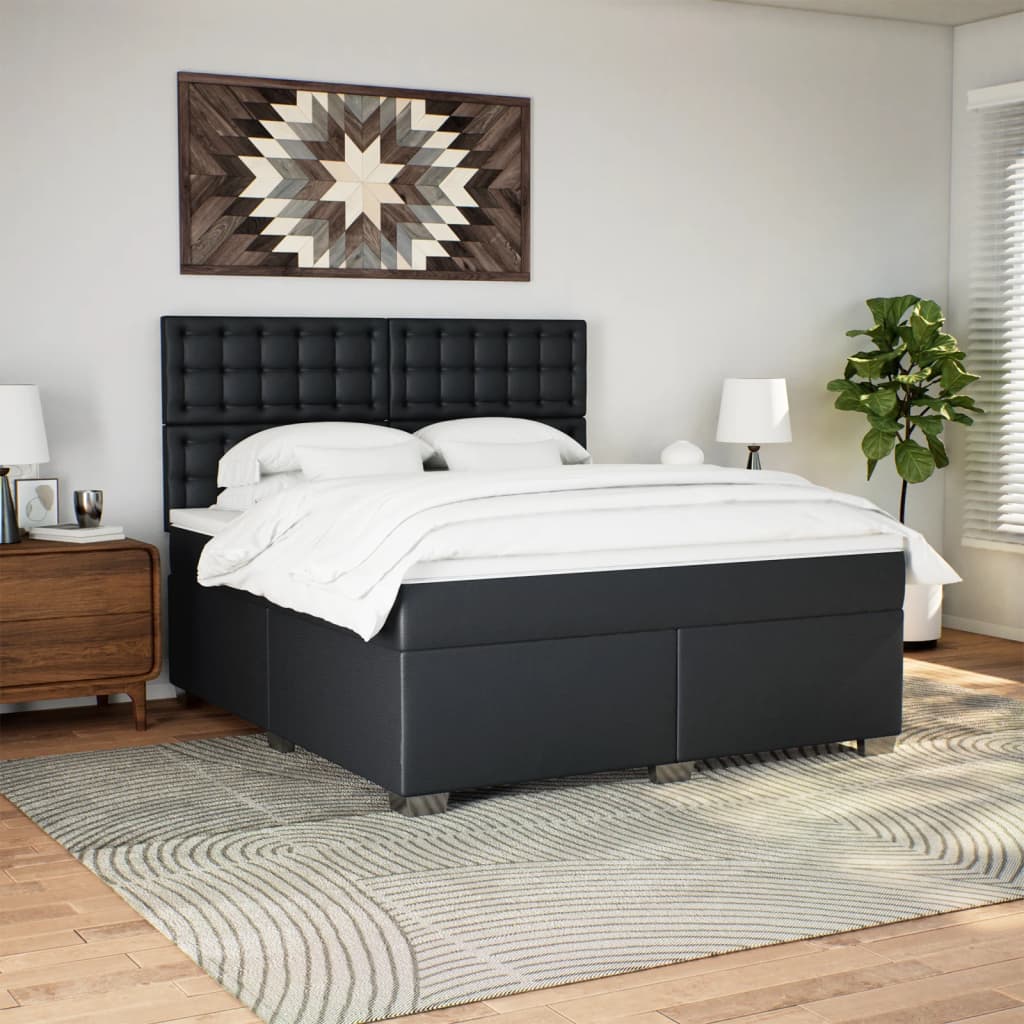 Boxspring met matras kunstleer zwart 180x200 cm is nu te koop bij PeponiXL, paradijselijk wonen!
