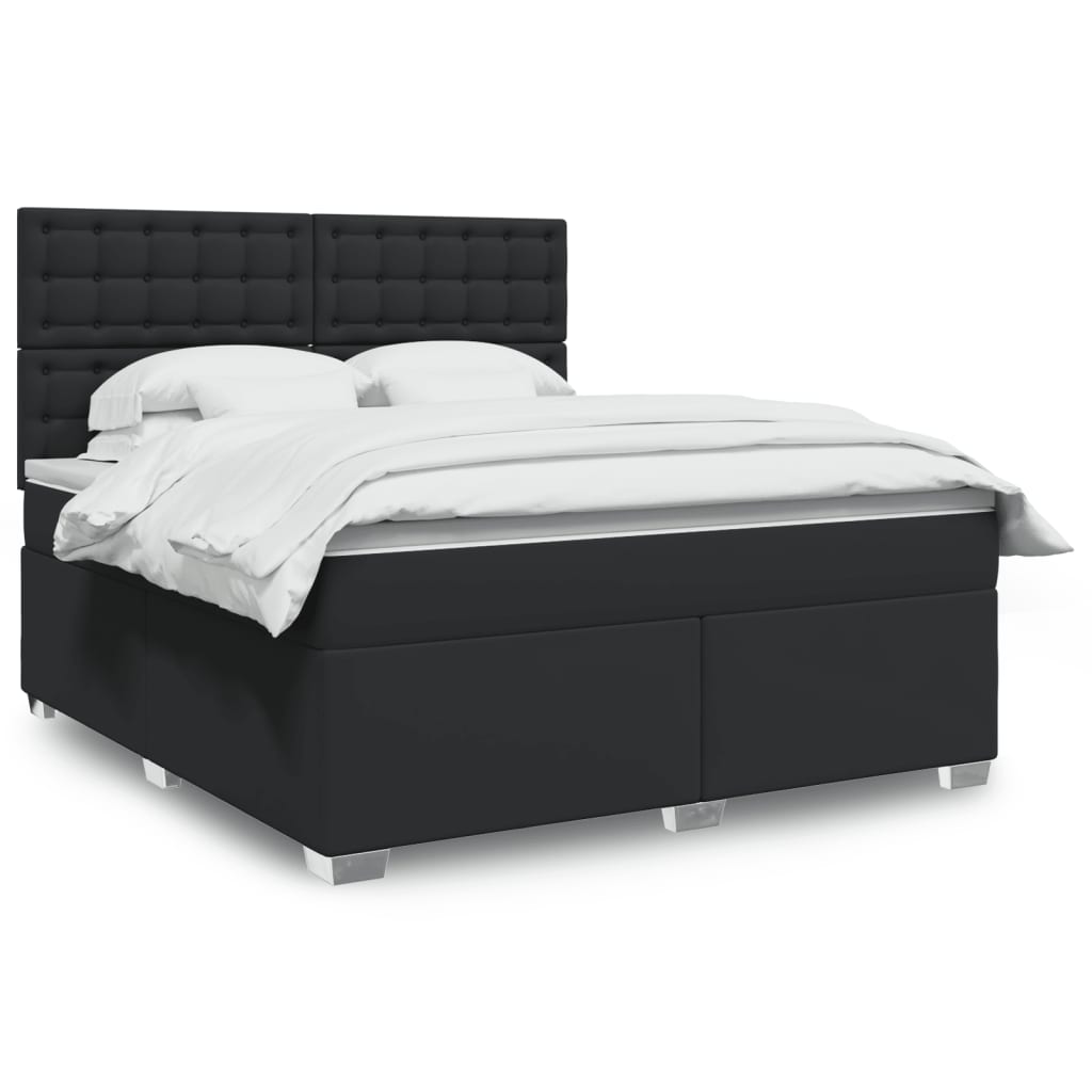 Boxspring met matras kunstleer zwart 180x200 cm is nu te koop bij PeponiXL, paradijselijk wonen!