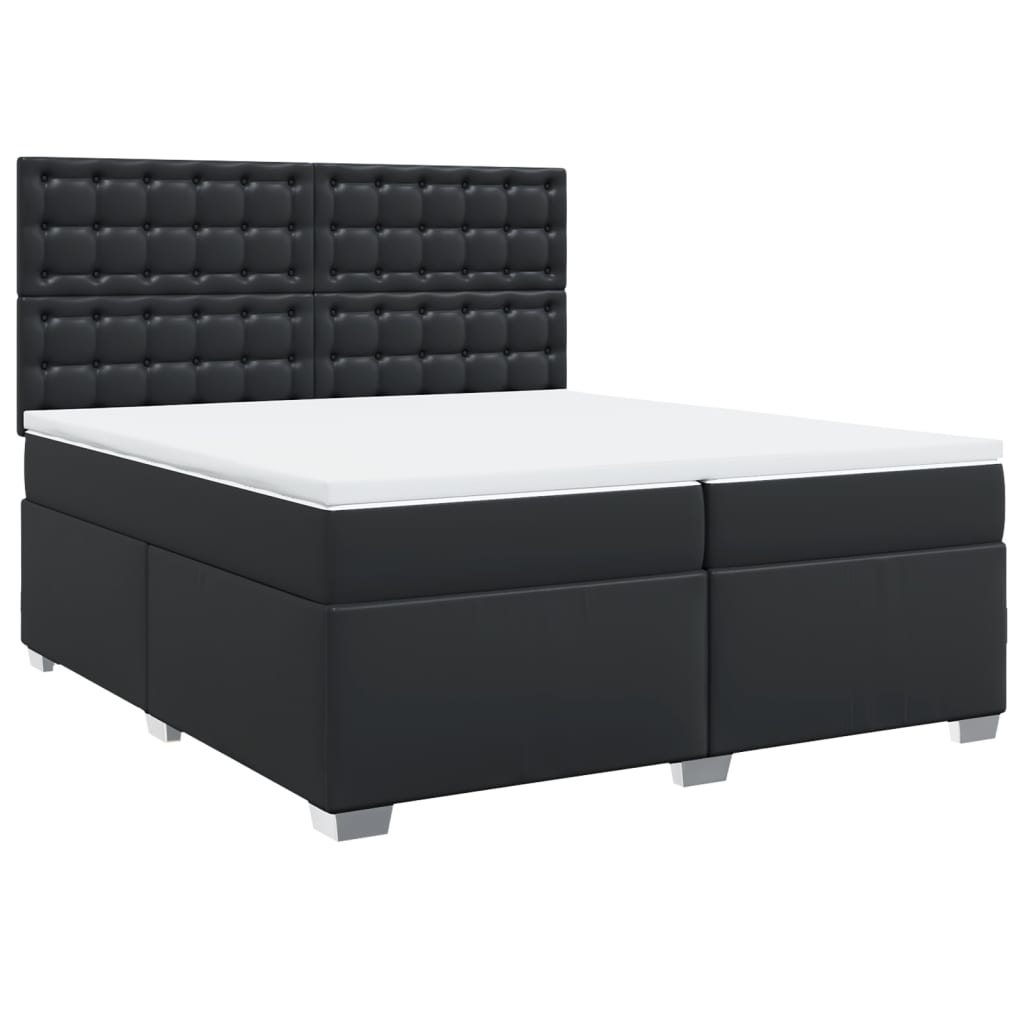 Boxspring met matras kunstleer zwart 200x200 cm is nu te koop bij PeponiXL, paradijselijk wonen!