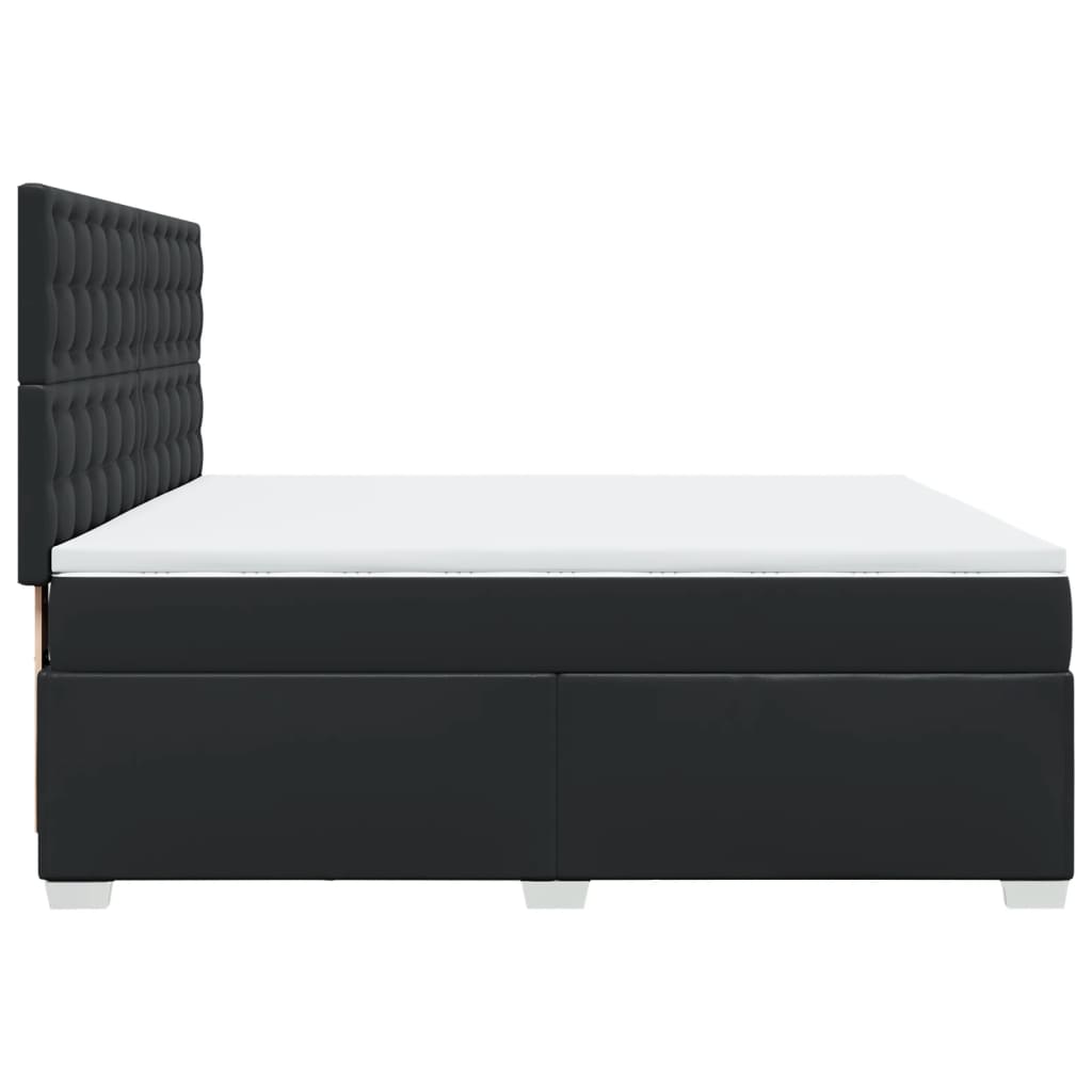 Boxspring met matras kunstleer zwart 200x200 cm is nu te koop bij PeponiXL, paradijselijk wonen!