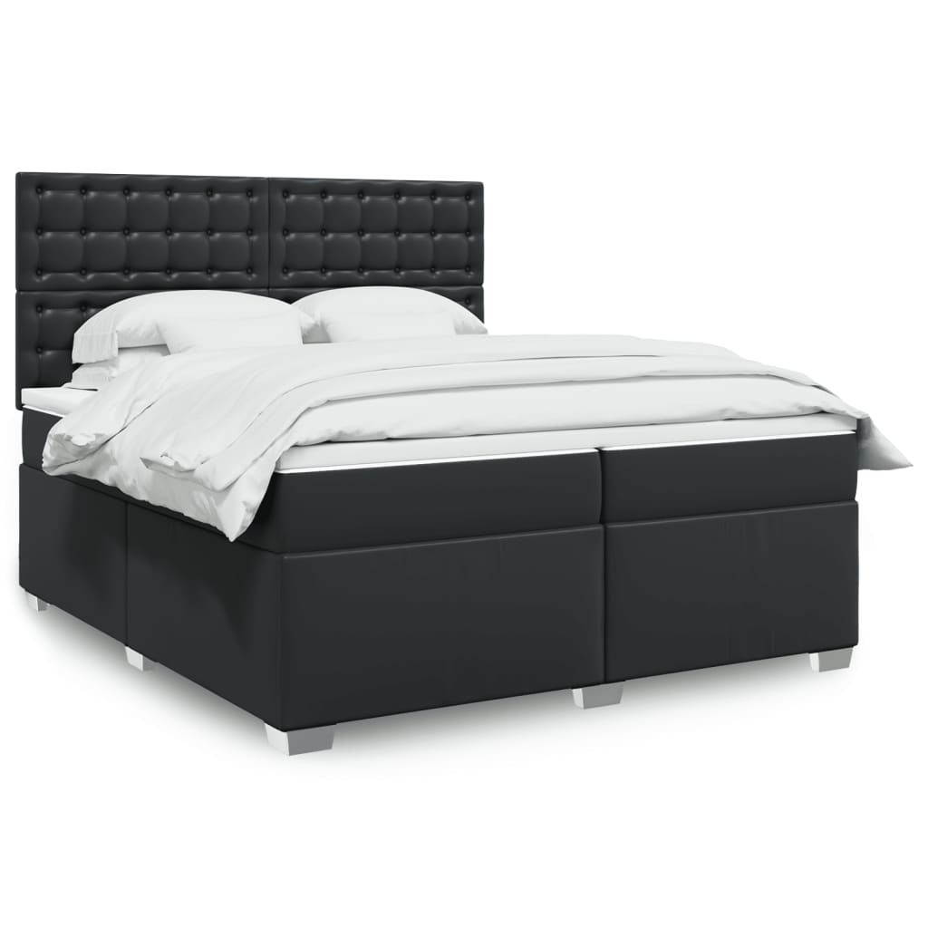 Boxspring met matras kunstleer zwart 200x200 cm is nu te koop bij PeponiXL, paradijselijk wonen!