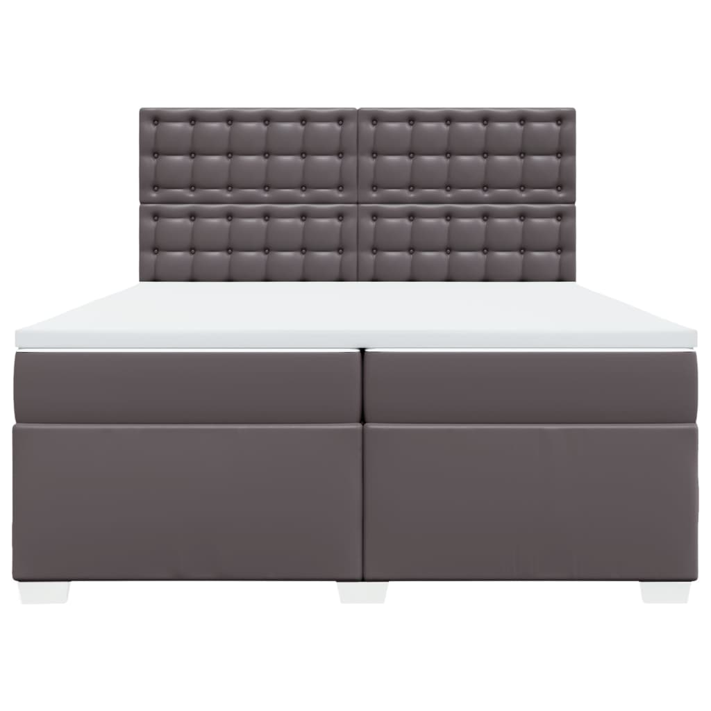 Boxspring met matras kunstleer grijs 200x200 cm is nu te koop bij PeponiXL, paradijselijk wonen!