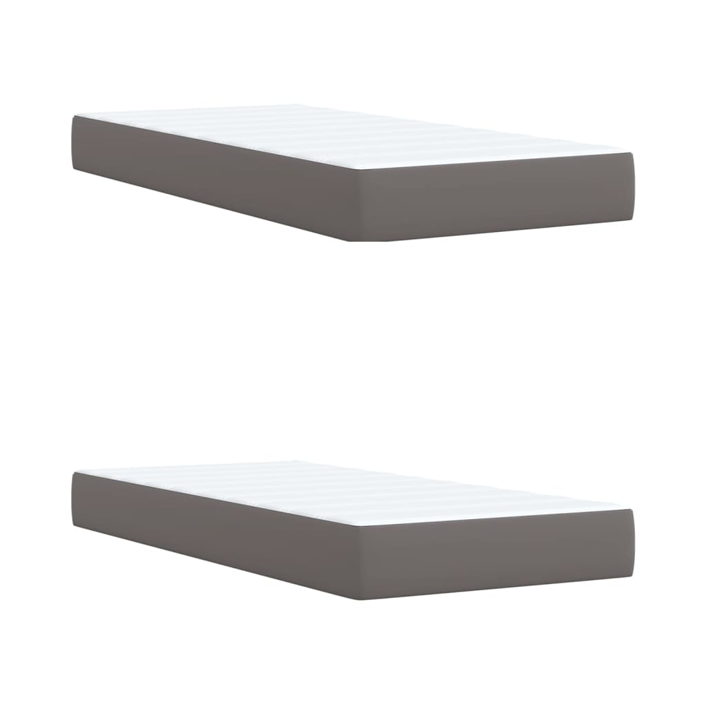 Boxspring met matras kunstleer grijs 200x200 cm is nu te koop bij PeponiXL, paradijselijk wonen!