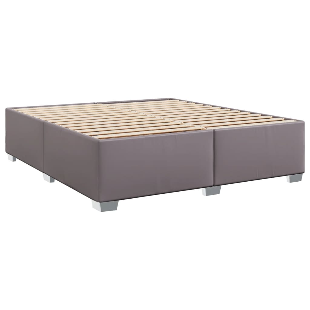 Boxspring met matras kunstleer grijs 200x200 cm is nu te koop bij PeponiXL, paradijselijk wonen!