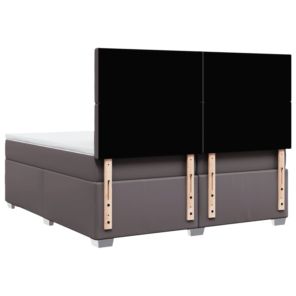 Boxspring met matras kunstleer grijs 200x200 cm is nu te koop bij PeponiXL, paradijselijk wonen!